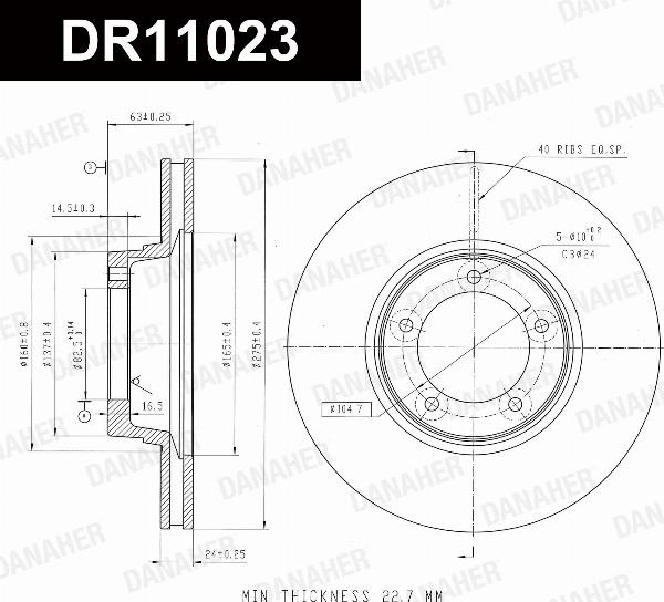 Danaher DR11023 - Гальмівний диск autozip.com.ua