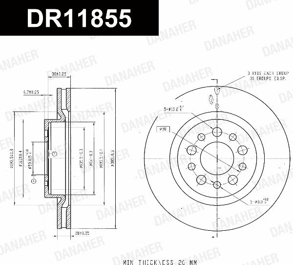 Danaher DR11855 - Гальмівний диск autozip.com.ua