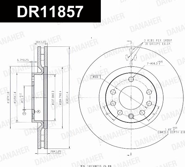 Danaher DR11857 - Гальмівний диск autozip.com.ua