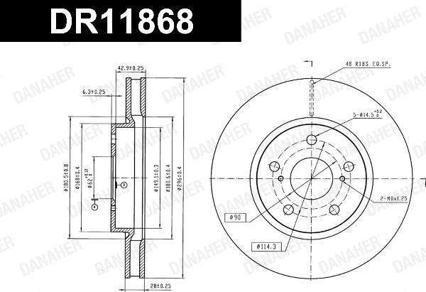 Danaher DR11868 - Гальмівний диск autozip.com.ua