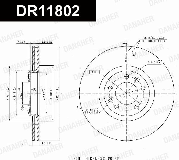 Danaher DR11802 - Гальмівний диск autozip.com.ua