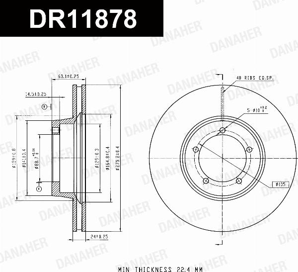 Danaher DR11878 - Гальмівний диск autozip.com.ua