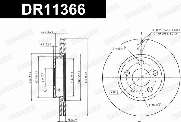 Danaher DR11366 - Гальмівний диск autozip.com.ua
