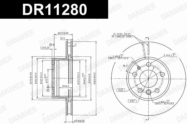Danaher DR11280 - Гальмівний диск autozip.com.ua