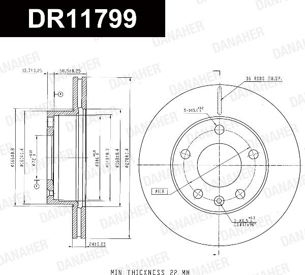 Danaher DR11799 - Гальмівний диск autozip.com.ua