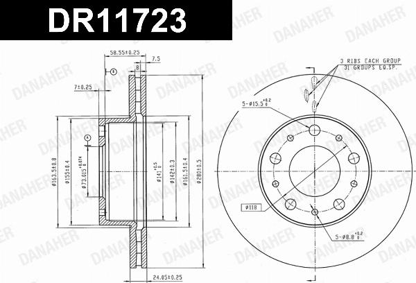 Danaher DR11723 - Гальмівний диск autozip.com.ua