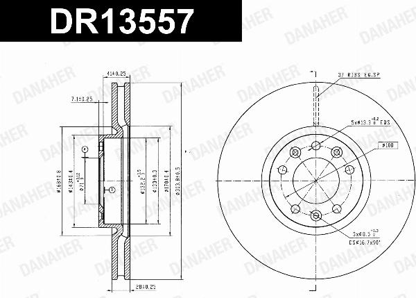 Danaher DR13557 - Гальмівний диск autozip.com.ua
