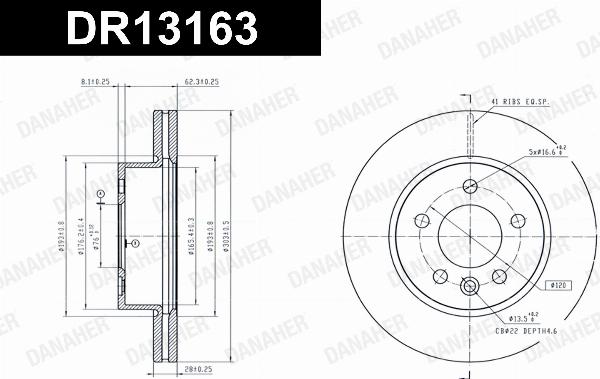Danaher DR13163 - Гальмівний диск autozip.com.ua