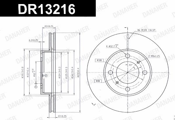 Danaher DR13216 - Гальмівний диск autozip.com.ua