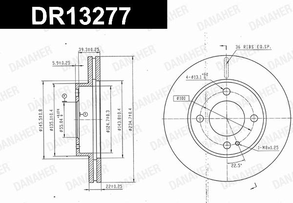 Danaher DR13277 - Гальмівний диск autozip.com.ua