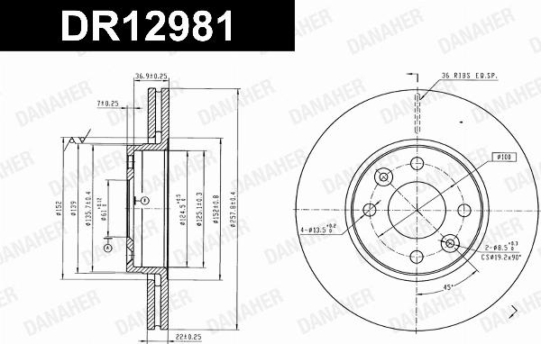 Danaher DR12981 - Гальмівний диск autozip.com.ua