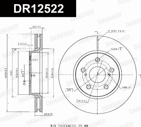 Danaher DR12522 - Гальмівний диск autozip.com.ua