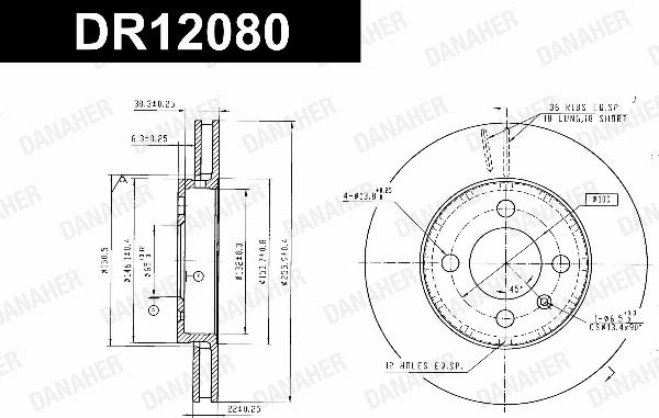 Danaher DR12080 - Гальмівний диск autozip.com.ua