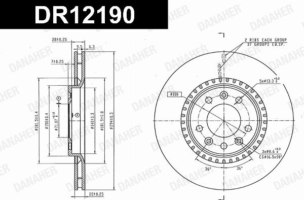 Danaher DR12190 - Гальмівний диск autozip.com.ua