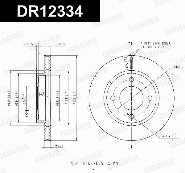 Danaher DR12334 - Гальмівний диск autozip.com.ua