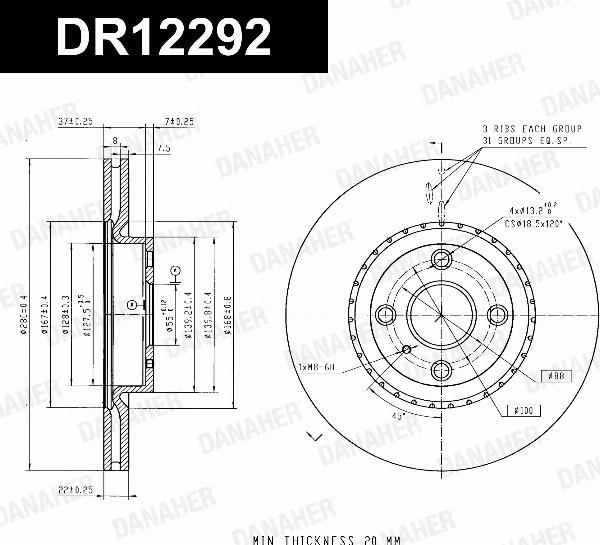 Danaher DR12292 - Гальмівний диск autozip.com.ua