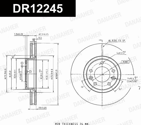 Danaher DR12245 - Гальмівний диск autozip.com.ua