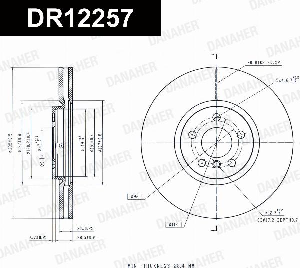 Danaher DR12257 - Гальмівний диск autozip.com.ua