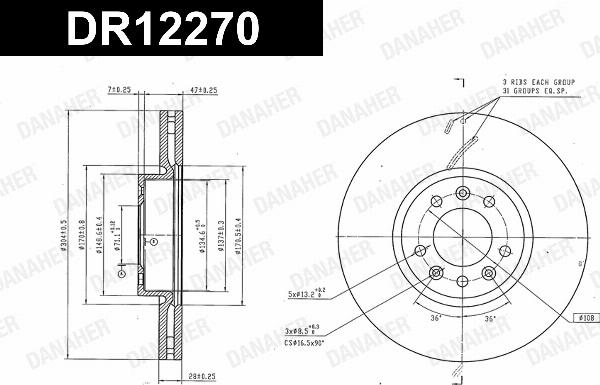 Danaher DR12270 - Гальмівний диск autozip.com.ua