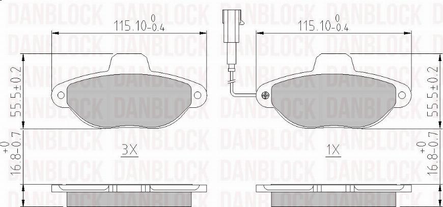 DANBLOCK DB 510594 - Гальмівні колодки, дискові гальма autozip.com.ua