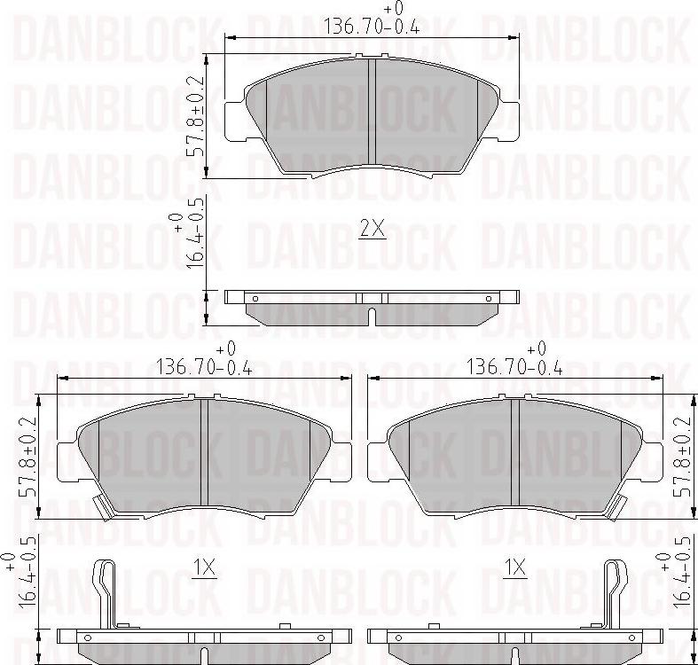 DANBLOCK DB 510080 - Гальмівні колодки, дискові гальма autozip.com.ua