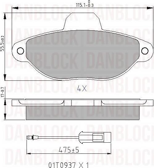 DANBLOCK DB 510197 - Гальмівні колодки, дискові гальма autozip.com.ua