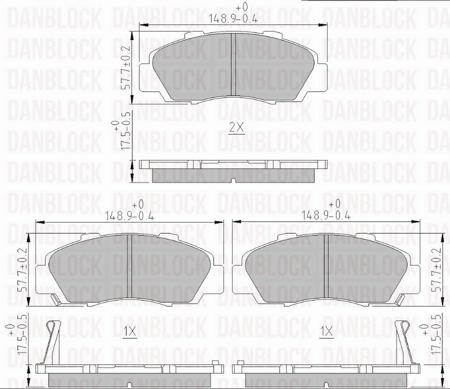 DANBLOCK DB 510157 - Гальмівні колодки, дискові гальма autozip.com.ua