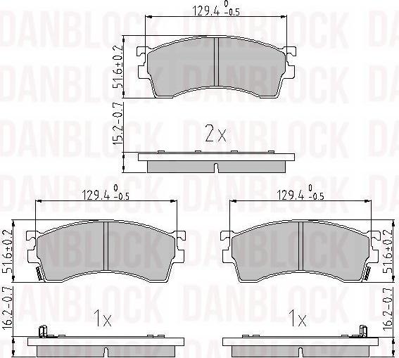 DANBLOCK DB 510825 - Гальмівні колодки, дискові гальма autozip.com.ua