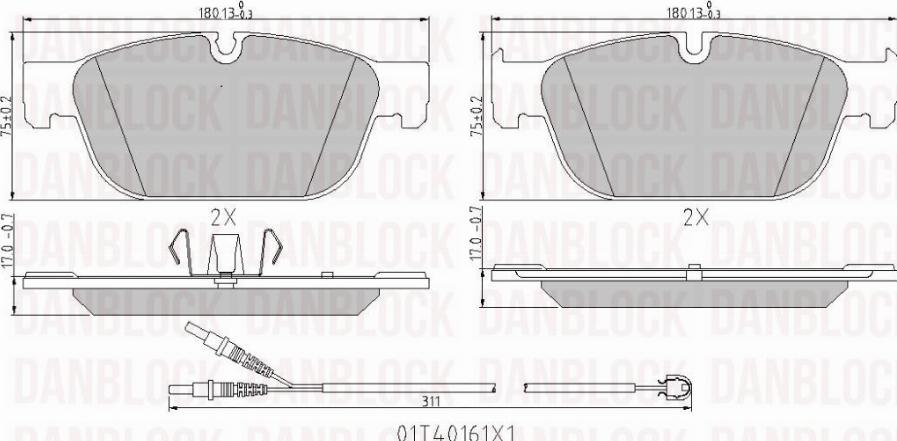 DANBLOCK DB 510784 - Гальмівні колодки, дискові гальма autozip.com.ua