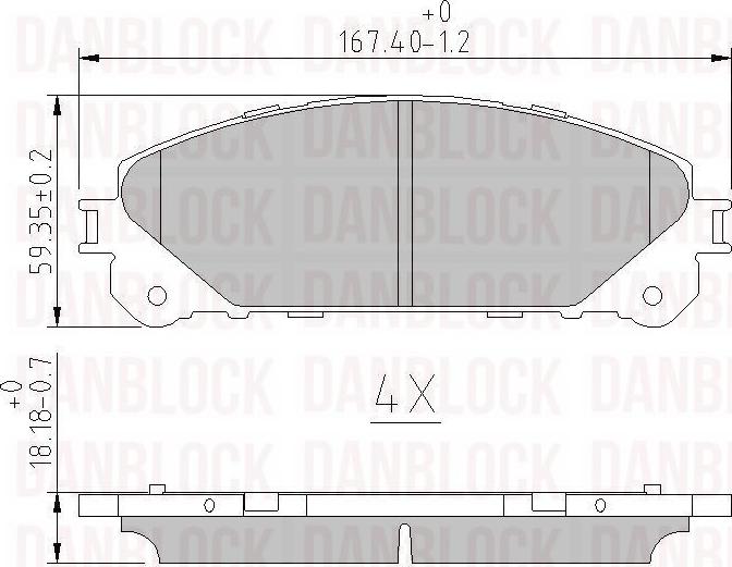 DANBLOCK DB 511155 - Гальмівні колодки, дискові гальма autozip.com.ua