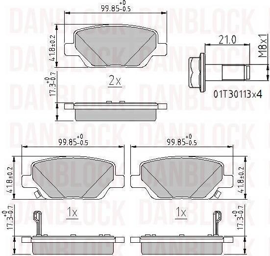 DANBLOCK DB 511326 - Гальмівні колодки, дискові гальма autozip.com.ua