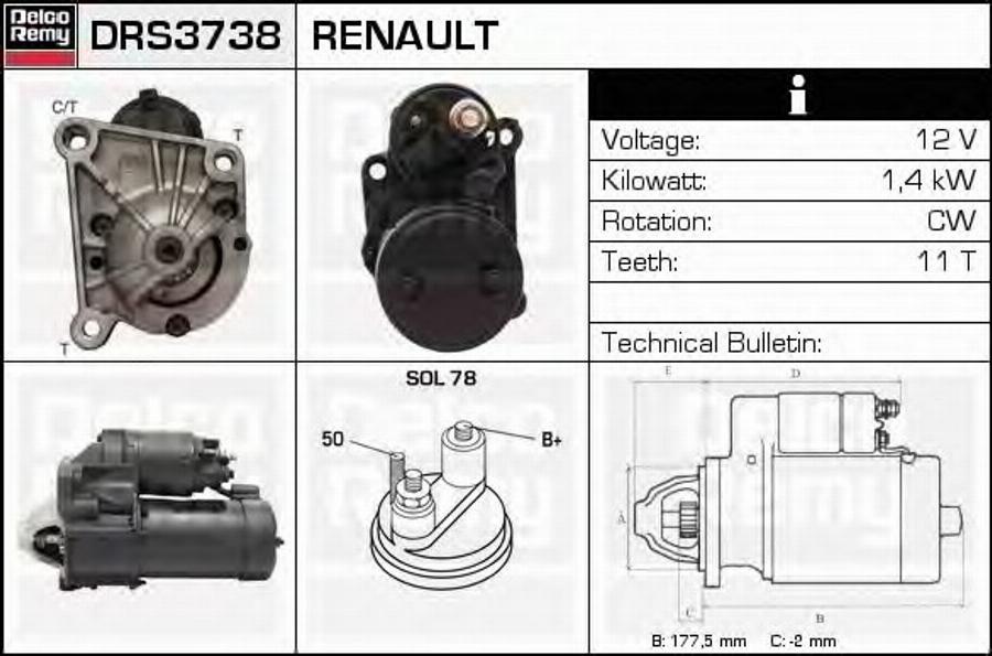 Remy DRS3738 - Стартер autozip.com.ua