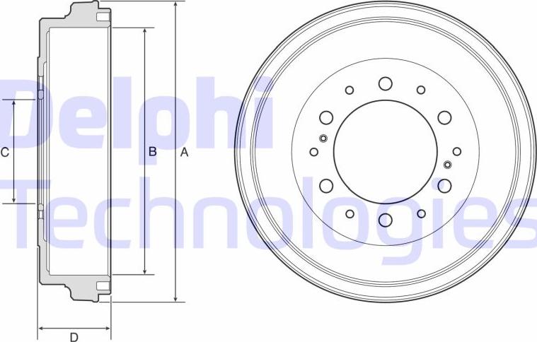 Delphi BF590 - Гальмівний барабан autozip.com.ua