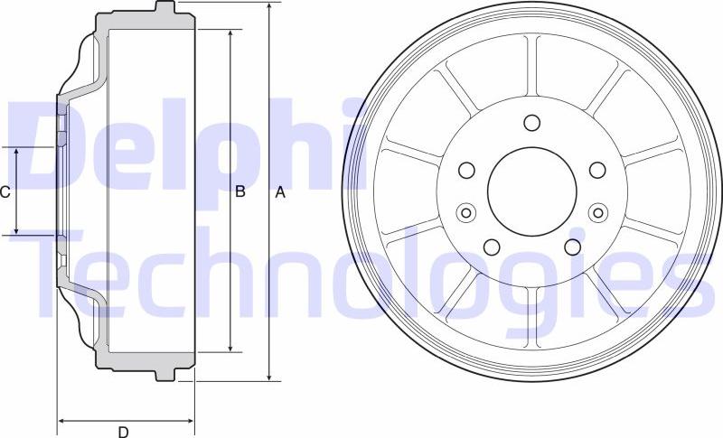 Delphi BF562 - Гальмівний барабан autozip.com.ua