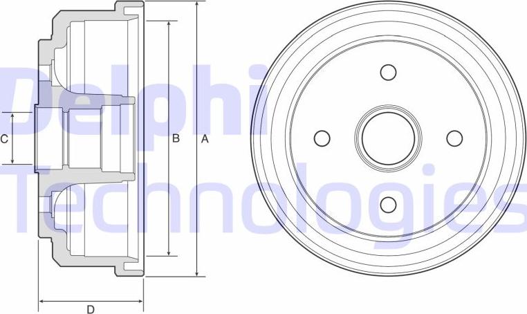 Delphi BF507 - Гальмівний барабан autozip.com.ua