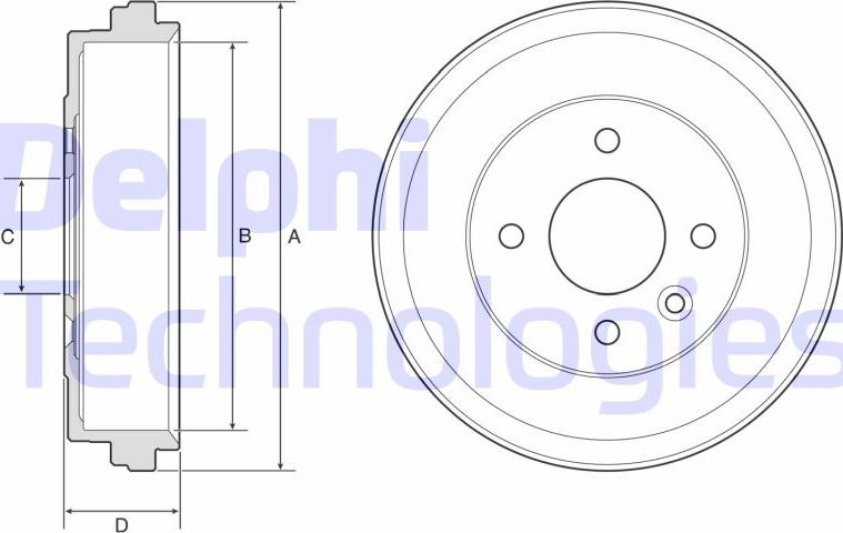 Delphi BF637 - Гальмівний барабан autozip.com.ua