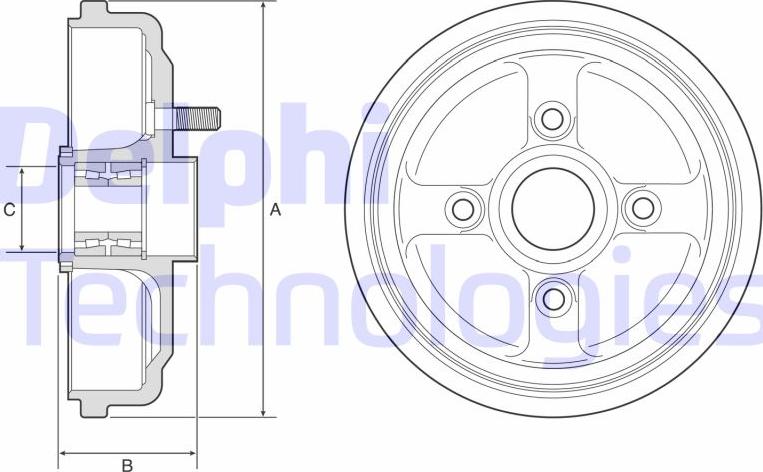 Delphi BFR567 - Гальмівний барабан autozip.com.ua