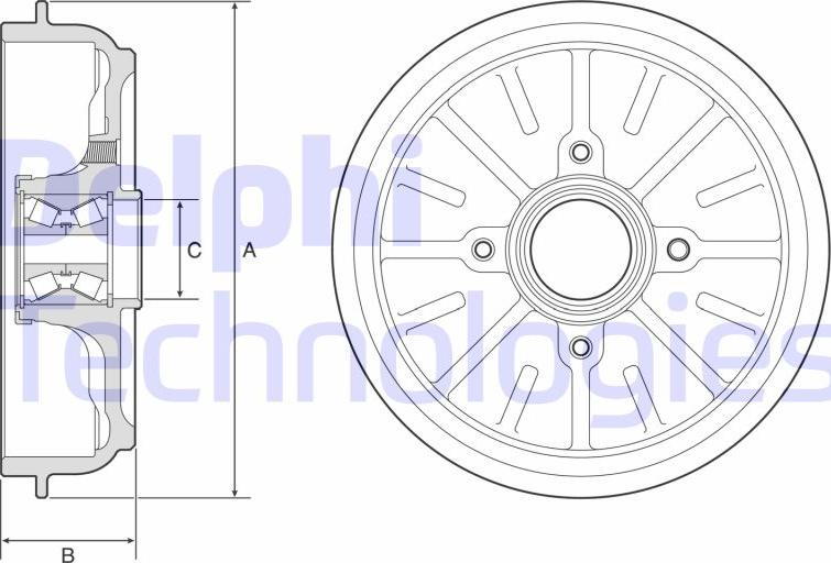 Delphi BFR576 - Гальмівний барабан autozip.com.ua