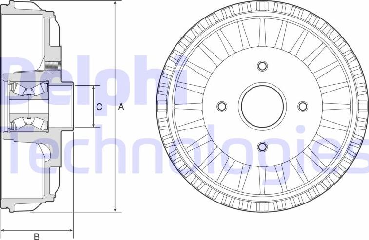 Delphi BFR768 - Гальмівний барабан autozip.com.ua