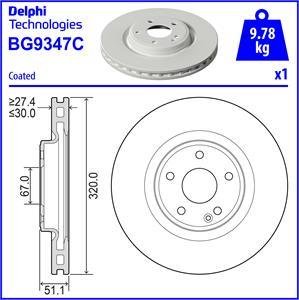 Delphi BG9347C - Гальмівний диск autozip.com.ua