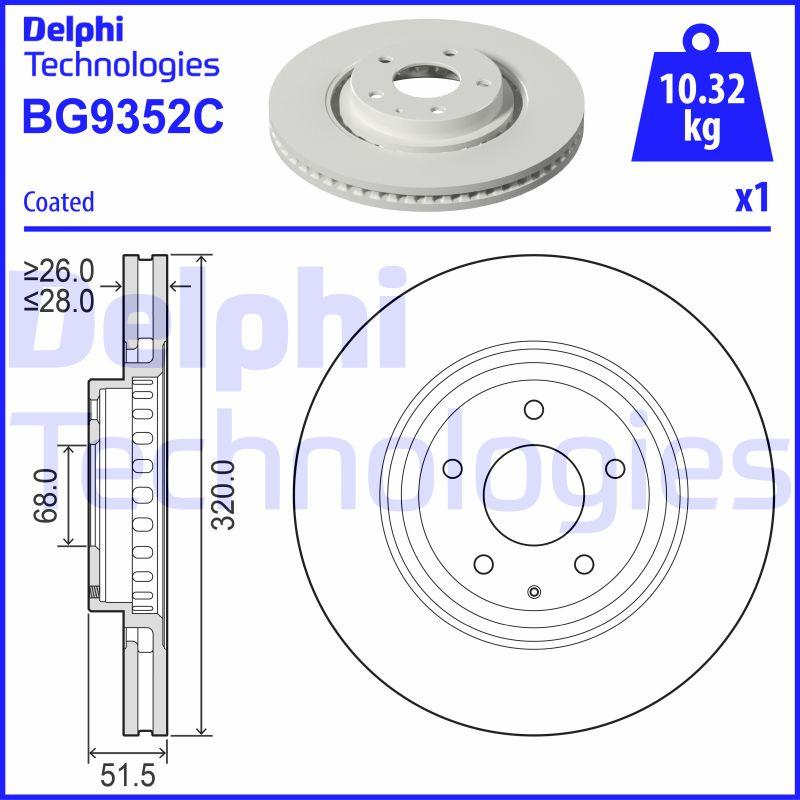 Delphi BG9352C - Гальмівний диск autozip.com.ua