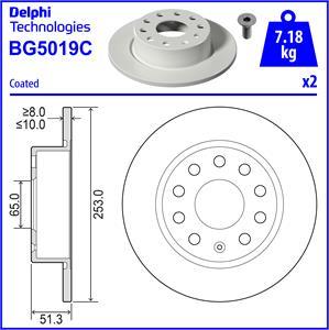 Delphi BG5019C-18B1 - Гальмівний диск autozip.com.ua