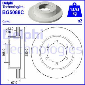 Delphi BG5088C - Гальмівний диск autozip.com.ua