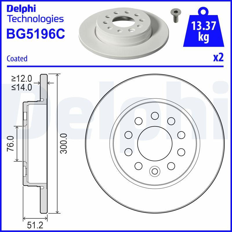 Delphi BG5196C - Гальмівний диск autozip.com.ua