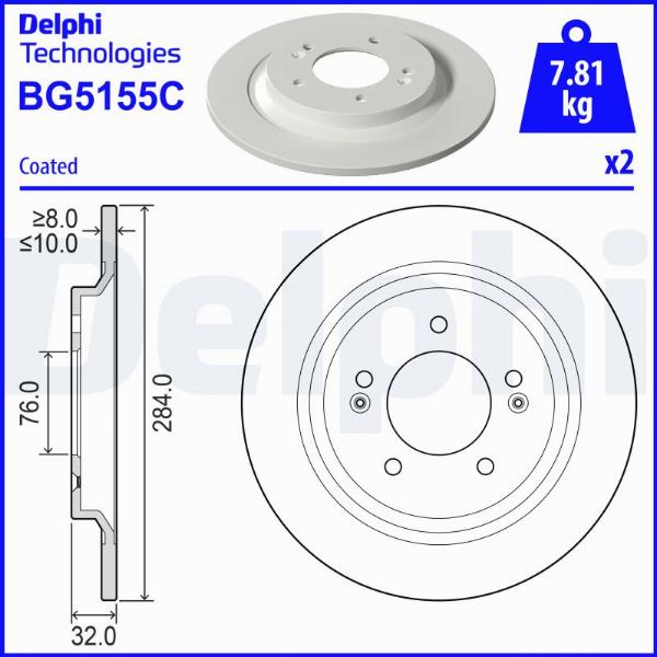 Delphi BG5155C - Гальмівний диск autozip.com.ua