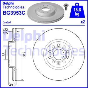 Delphi BG3953C-19B1 - Гальмівний диск autozip.com.ua