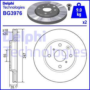 Delphi BG3976 - Гальмівний диск autozip.com.ua