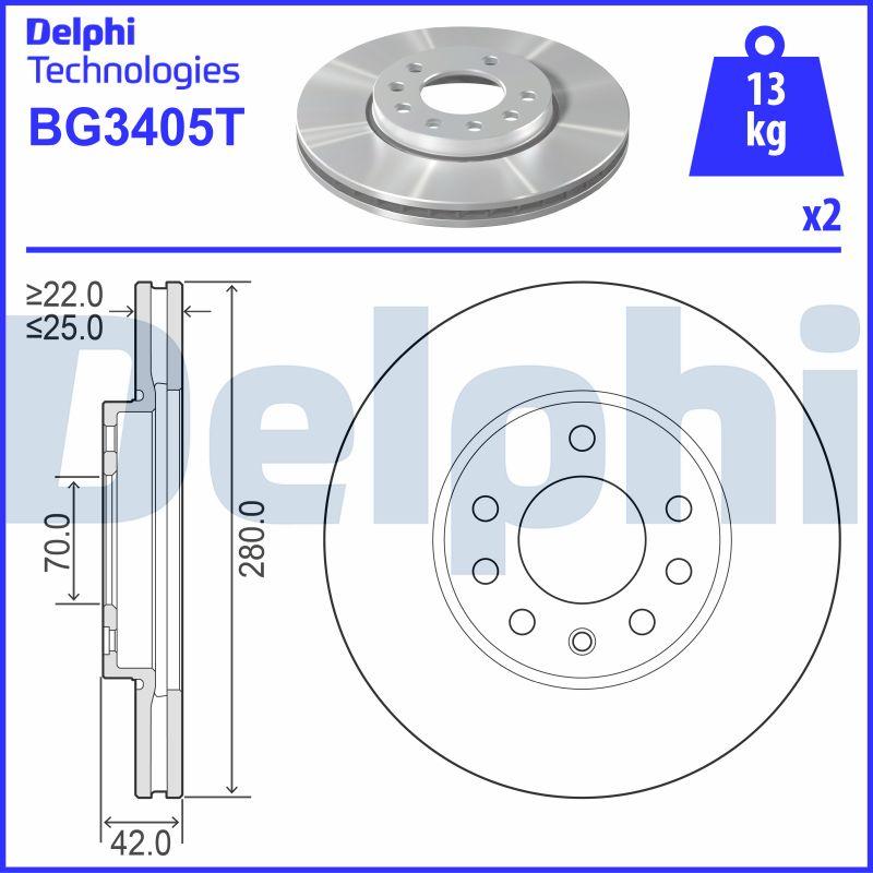 Delphi BG3405T - Гальмівний диск autozip.com.ua