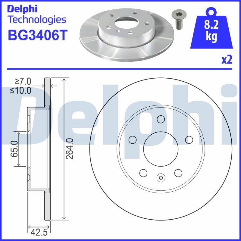 Delphi BG3406T - Гальмівний диск autozip.com.ua