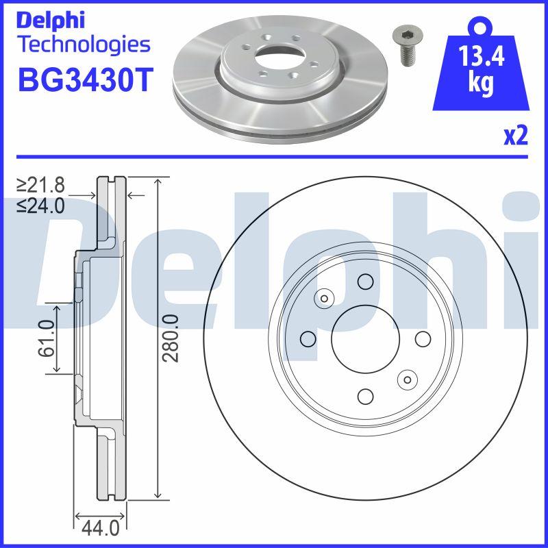 Delphi BG3430T - Гальмівний диск autozip.com.ua